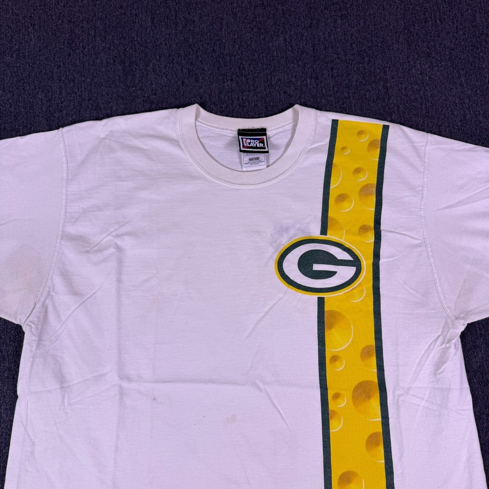 Pro Player Men's White Green Bay Packers Crew Neck Short Sleeve T-Shirt Size L